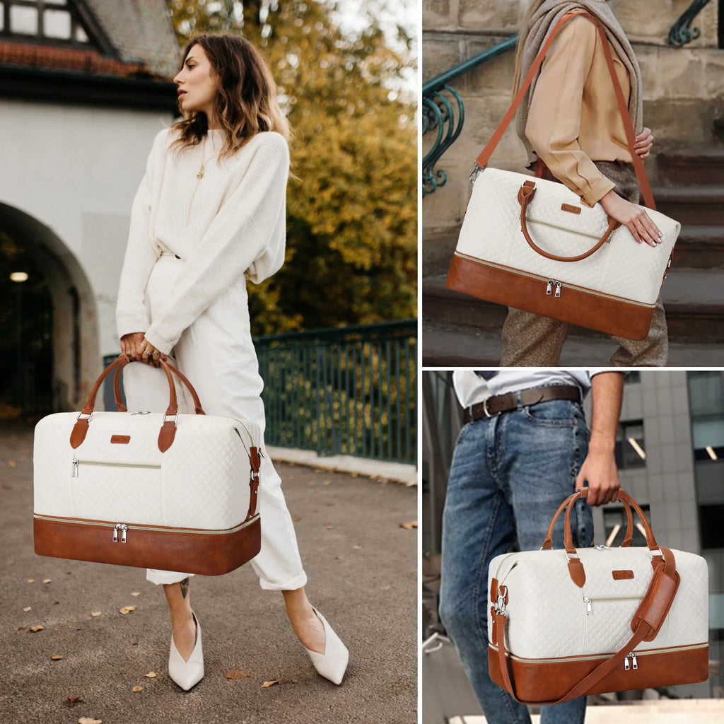 Coffret 3 Sacs Voyage Femme Nylon Matelassé Compartiment Chaussures – CLEVI Paris