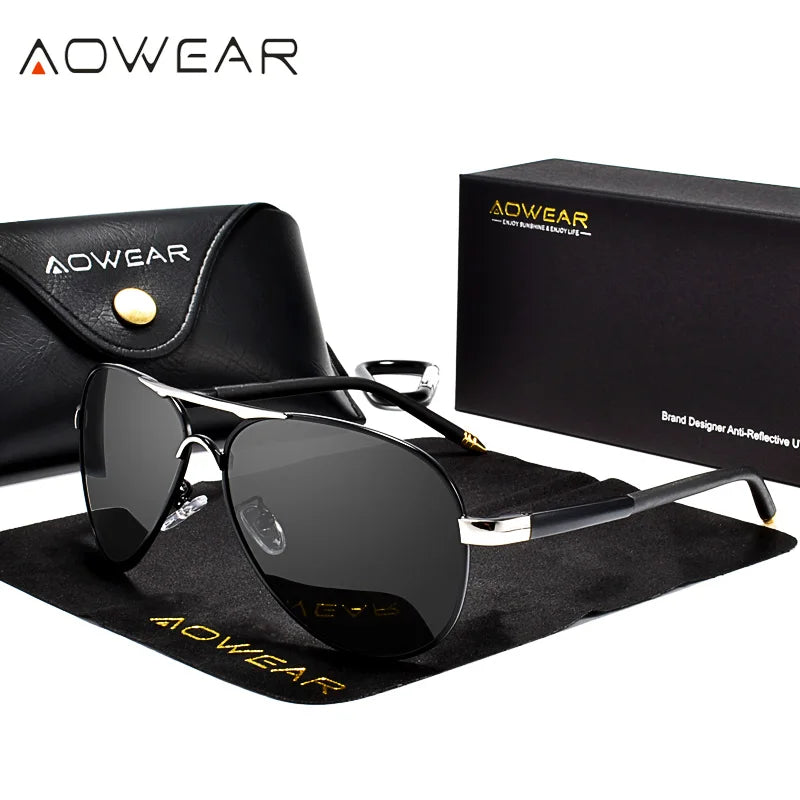 Lunettes de Soleil Aviateur Homme – Polarisées UV400 | AOWEAR | Style Pilote