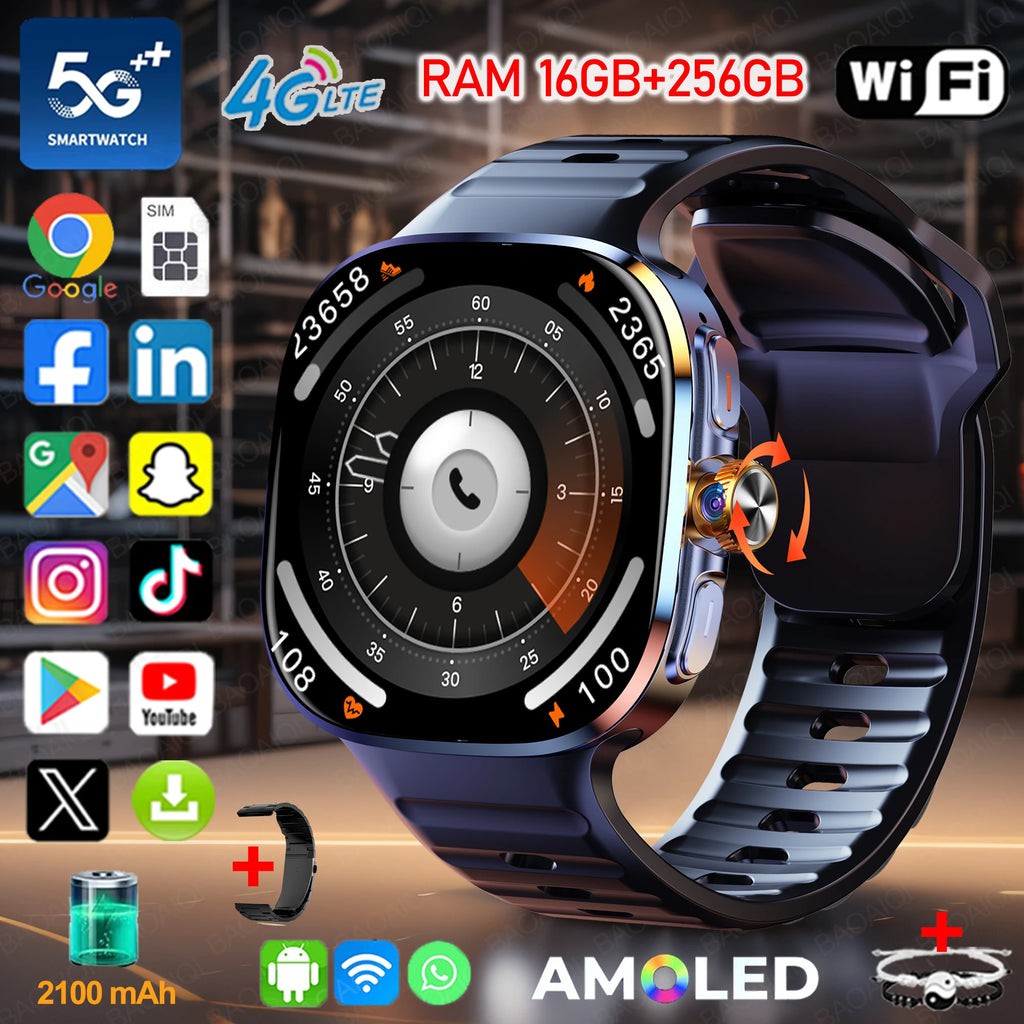 Montre 4G Android 10 AMOLED 720p GPS SIM 256Go – CLEVI Paris