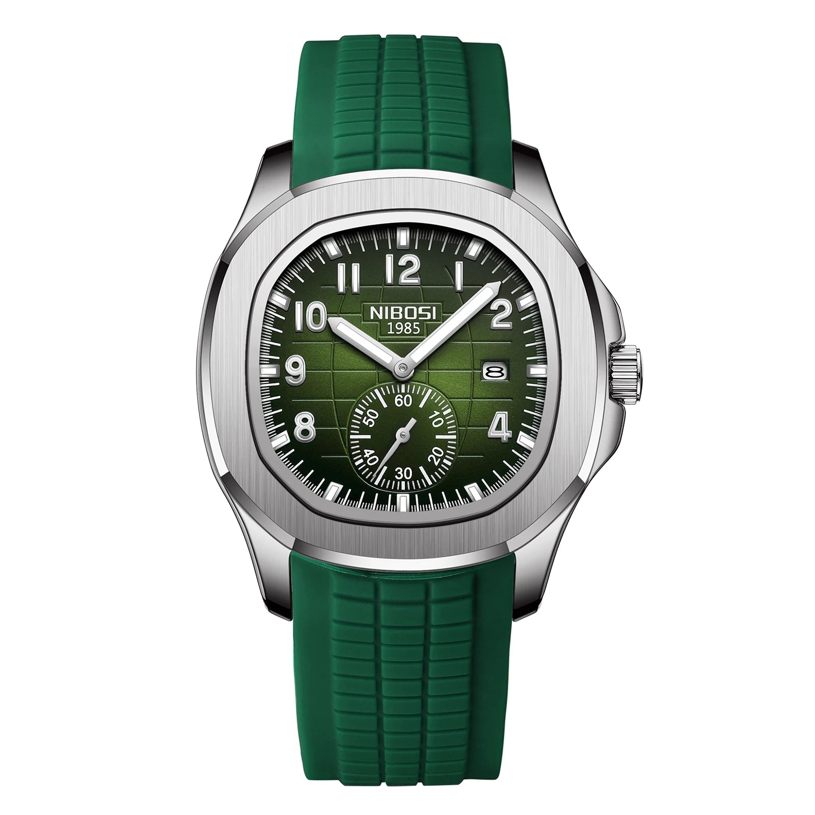 Montre Quartz Homme NIBOSI 2653 – Style Aquanaut, Date Automatique & Aiguilles Lumineuses