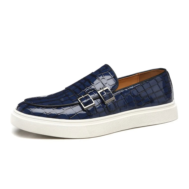 Loafers Cuir Motif Crocodile Homme Semelle Épaisse Monk Strap | 4 Coloris – CLEVI Paris