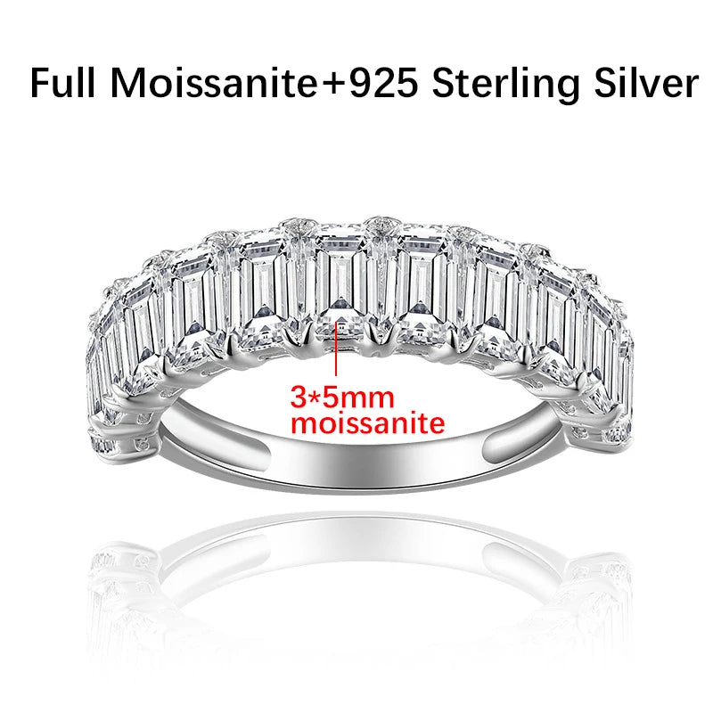 Bague Moissanite Coupe Émeraude 3×5mm Argent 925 – CLEVI Paris
