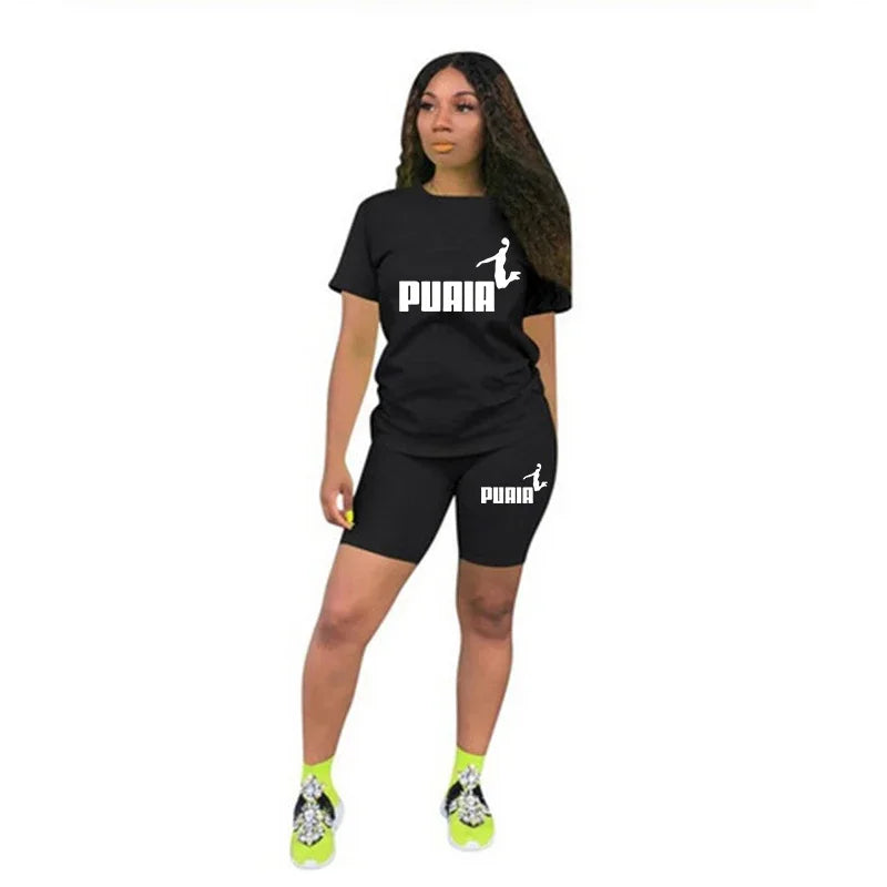 Ensemble 2 Pièces Femme T-Shirt Col Rond Manches Courtes Short Casual Été – CLEVI Paris