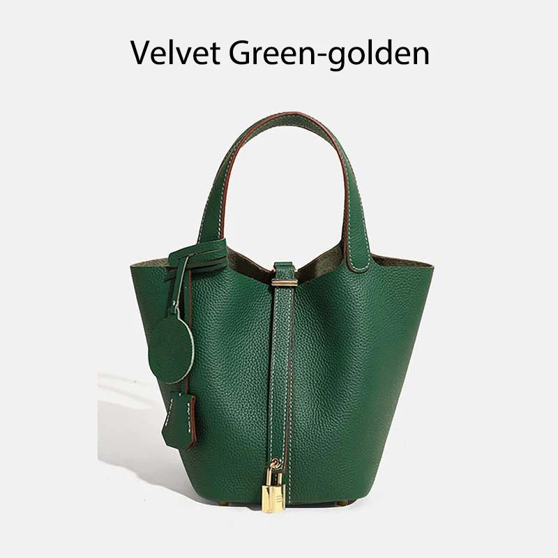 Sac Seau Femme Cuir Véritable TOGO Cadenas & Foulard Décoratif – CLEVI Paris