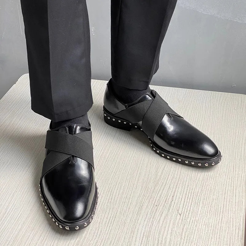 Chaussures Homme Lily Wei – Cuir Véritable, Rivets, Semelle Rehaussante, Slip-On Casual & Banquet, Tailles 33-46 – CLEVI Paris