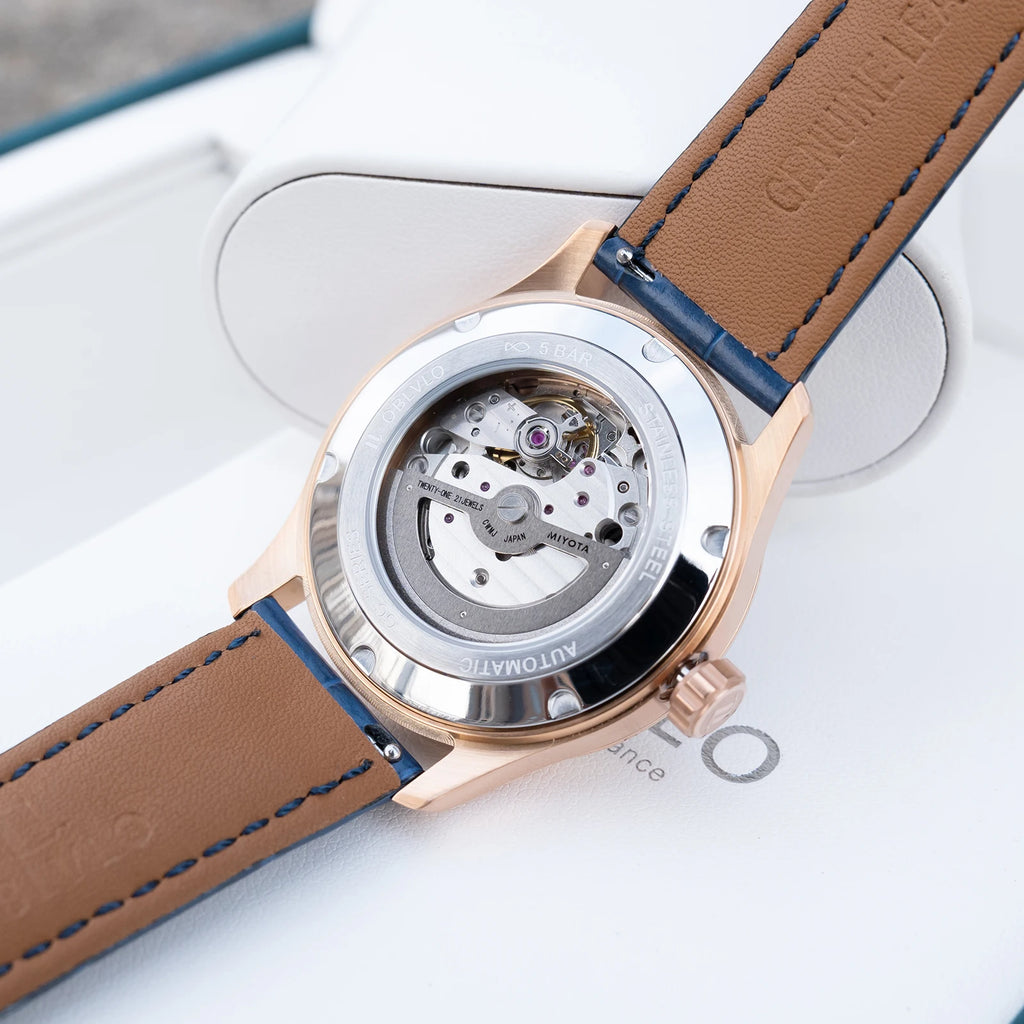 OBLVLO Montre Automatique Homme Luxe Lunette Cristal Cadran Lumineux Cuir 40mm – CLEVI Paris