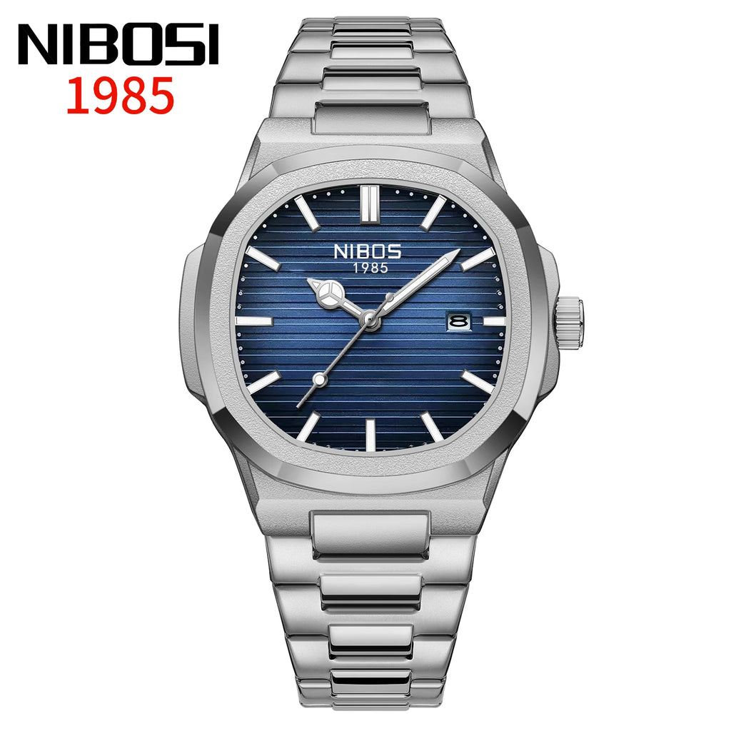 Montre NIBOSI 2632 – Quartz Sport, Boîtier Carré Alliage, Bracelet Acier Inoxydable, Étanche 3 ATM – CLEVI Paris