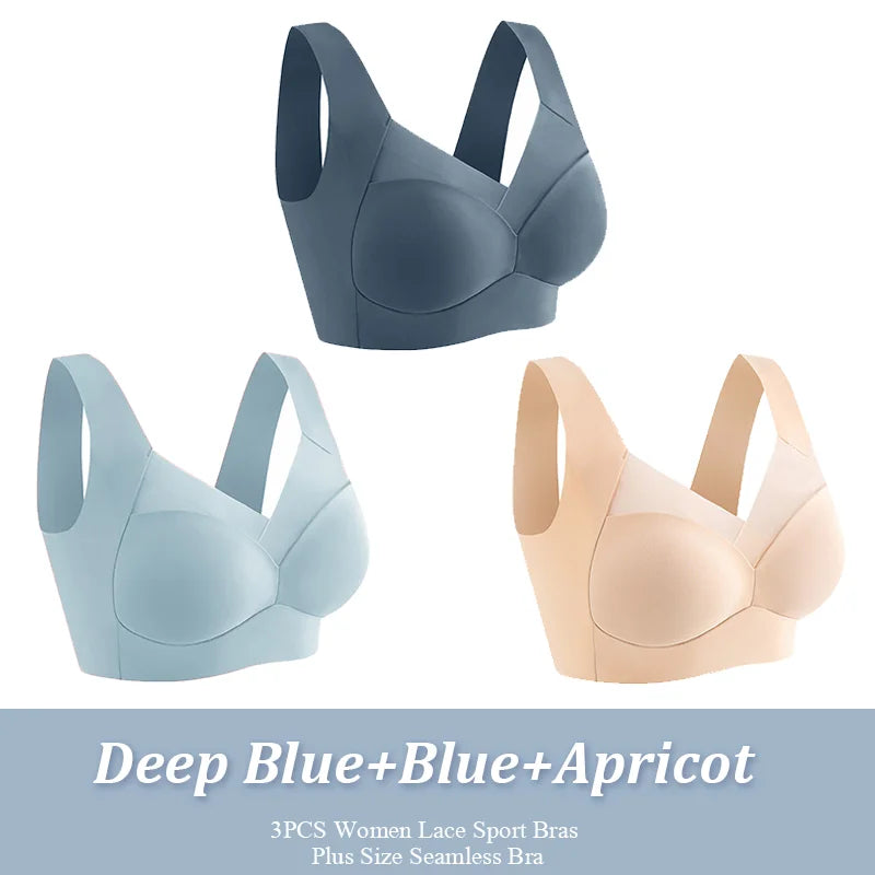 Lot de 3 Soutiens-Gorge Sport Sans Armature | Dentelle, Sans Coutures, Grande Taille – CLEVI Paris