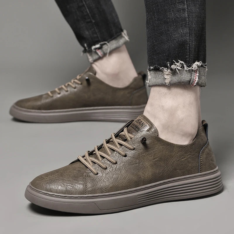 Sneakers Homme Cuir Vache Véritable Lacets Respirant Semelle Caoutchouc Casual Sport Skateboard EU 38-47 TOGEE See – CLEVI Paris