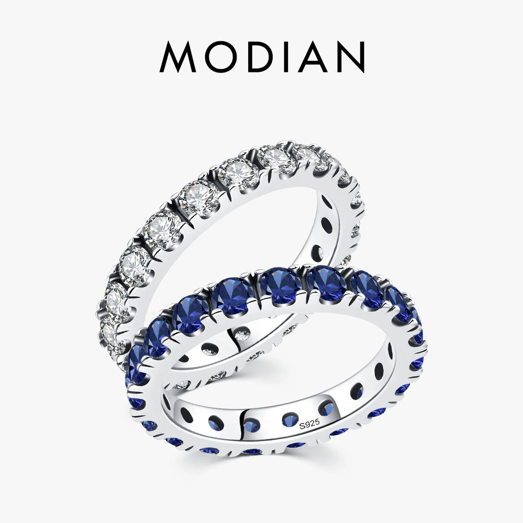 Bague Zircon Cubique Bleu Argent 925 Empilable – CLEVI Paris
