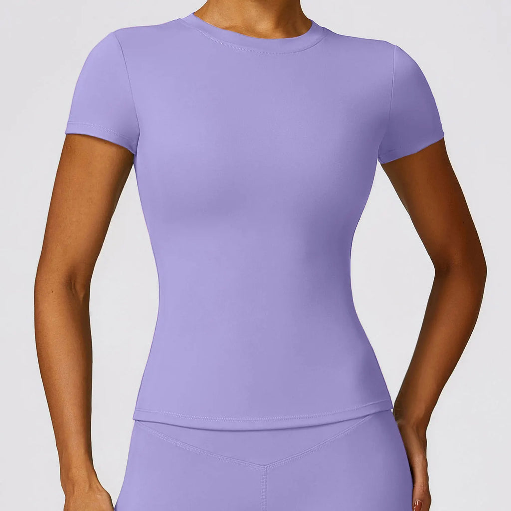 T-shirt Sport Femme Nylon | Running, Yoga & Gym, Manches Courtes Respirant, 16 Coloris – CLEVI Paris