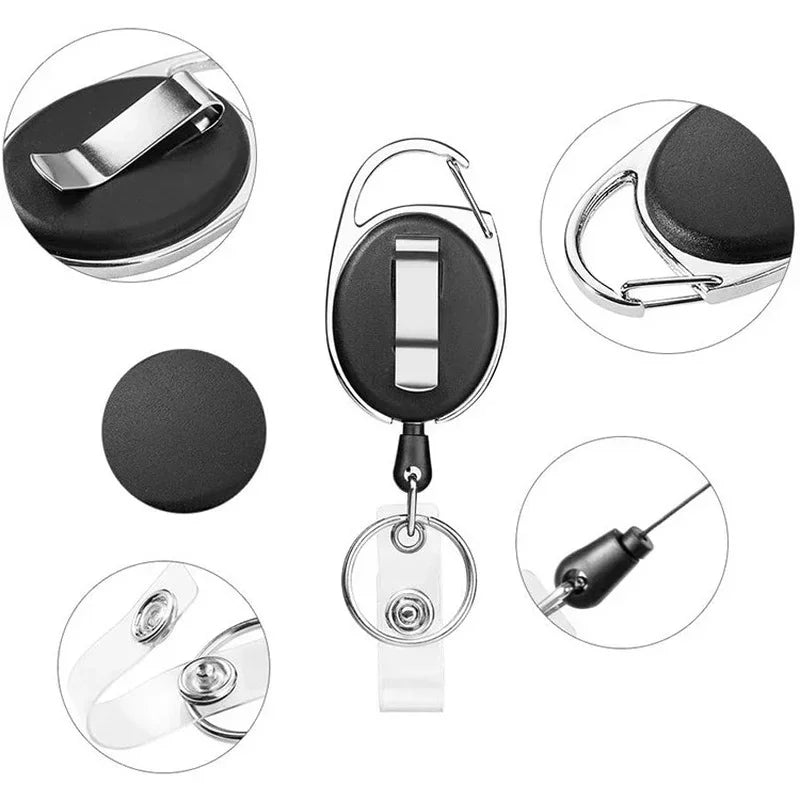 Porte-Badge Rétractable Métal | Porte-Carte & Clé, Enrouleur Badge Bureau, Unisexe, 17 Modèles – CLEVI Paris