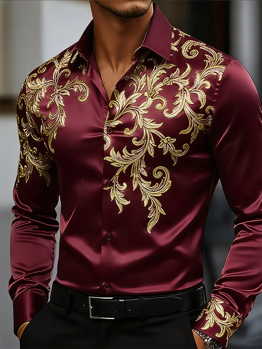 Chemise Homme Manches Longues Imprimée 3D Trèfle – CLEVI Paris