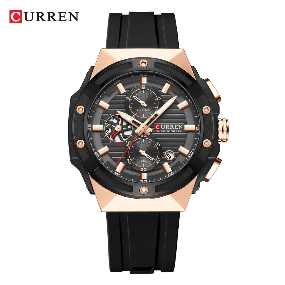 CURREN Montre Quartz Homme Chronographe Silicone Lumineux 45mm Sport – CLEVI Paris