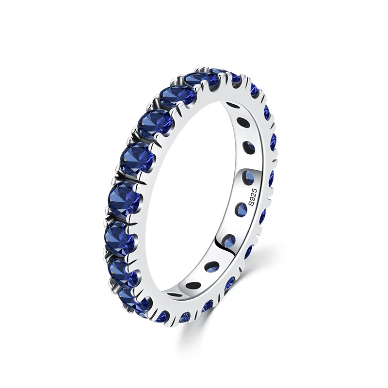 Bague Zircon Cubique Bleu Argent 925 Empilable – CLEVI Paris