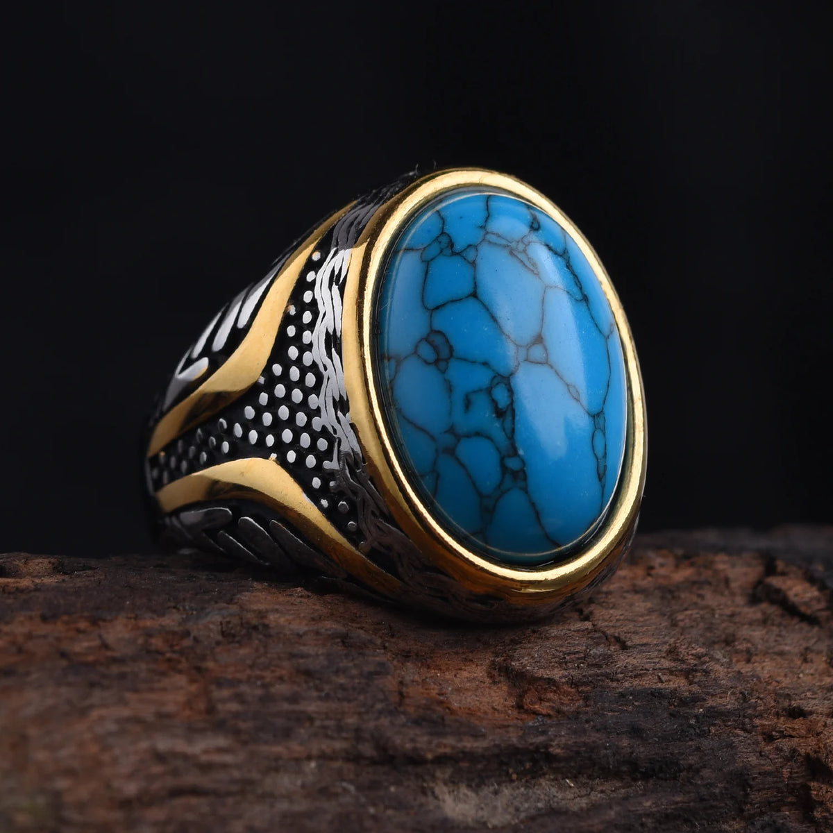Bague Homme Pierre Acier Inoxydable Vintage – CLEVI Paris