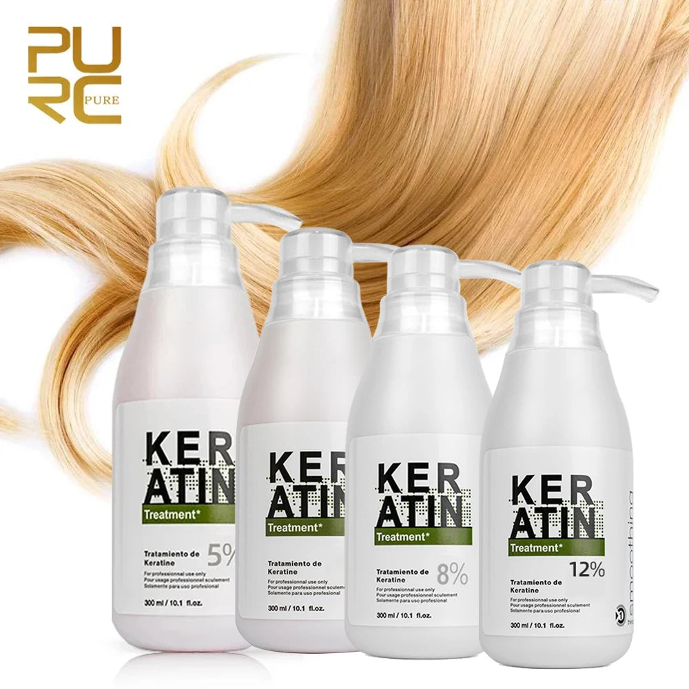 Traitement Kératine Brésilienne PURC 300ml – Lissage & Anti-Frisottis, 0% à 12%