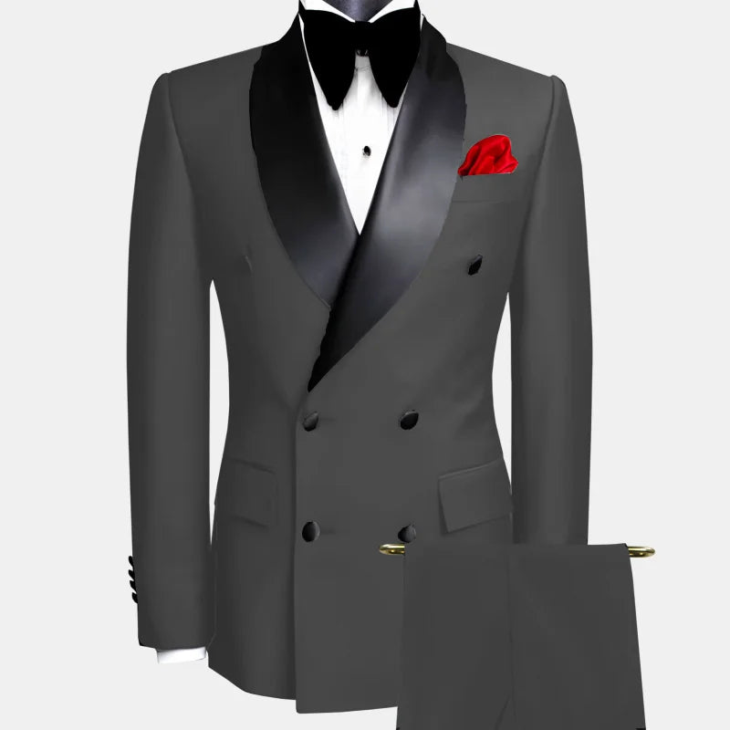 Costume Smoking Double Boutonnage Homme Slim Fit Châle Revers – CLEVI Paris