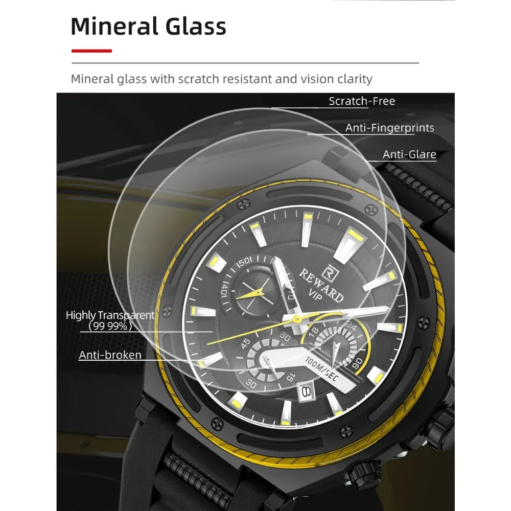 REWARD RD831508M Montre Homme Quartz Sport Ronde Chrono Calendrier Lumineux 30M – CLEVI Paris