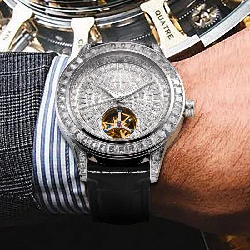 Montre Mécanique Femme & Homme HAEMMER 5037 – Cadran Diamants, Cuir & Automatique | Luxe