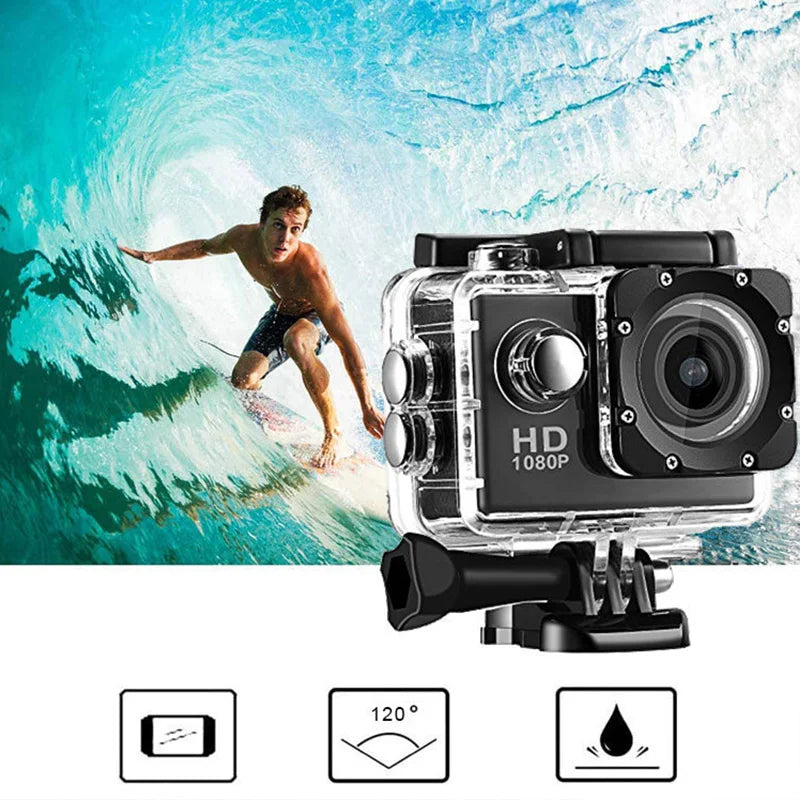 Caméra Sport Étanche HD 720P – Ski, Plongée, Vélo, Casque, Outdoor Multisport