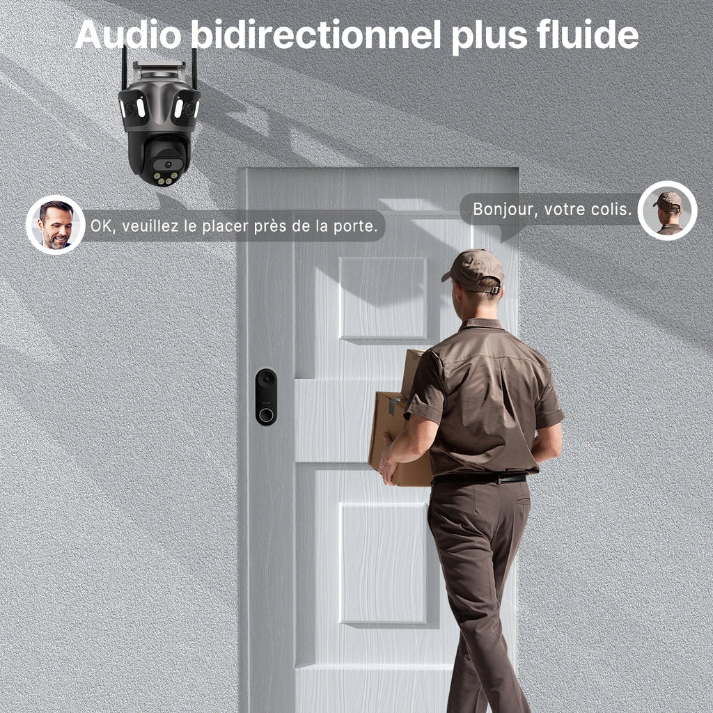 Caméra de Surveillance PTZ WiFi Extérieure 4K/6K – Suivi Auto & Vision Nocturne Couleur – CLEVI Paris