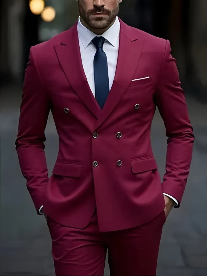 Costume homme uni double boutonnage – CLEVI Paris