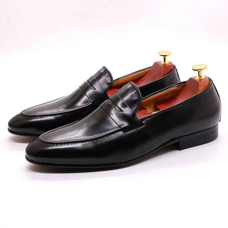 Penny Loafer Cuir Véritable Homme Peint à la Main Mariage & Soirée – CLEVI Paris