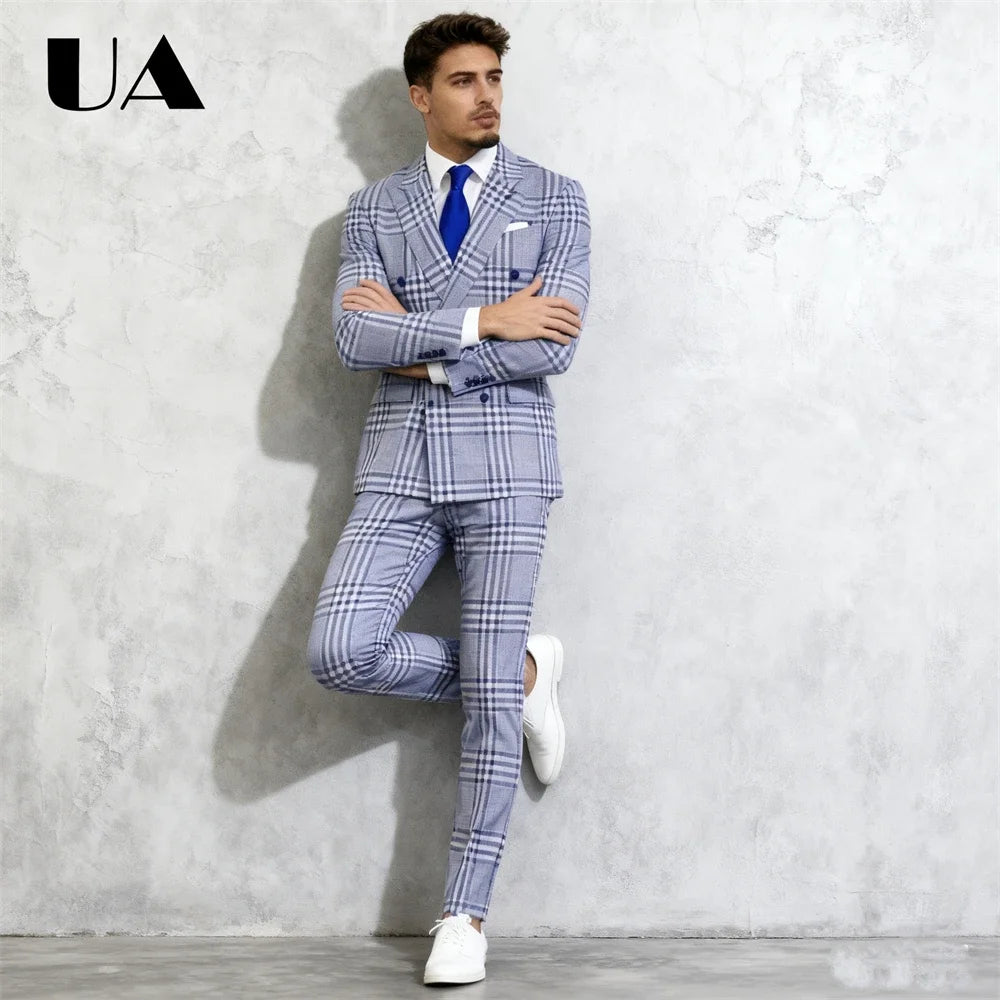Costume Gris à Carreaux Homme 2 Pièces – CLEVI