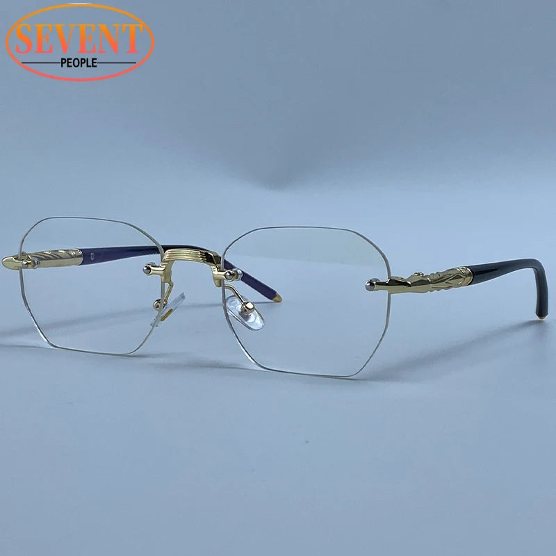 Lunettes de Soleil Steampunk Sans Monture Homme – Style Vintage Polygone UV400 – CLEVI Paris