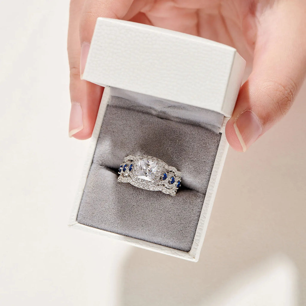 Parure de Mariage 3 Pièces Newshe Argent 925 Moissanite Taille Princesse Certifiée – CLEVI Paris
