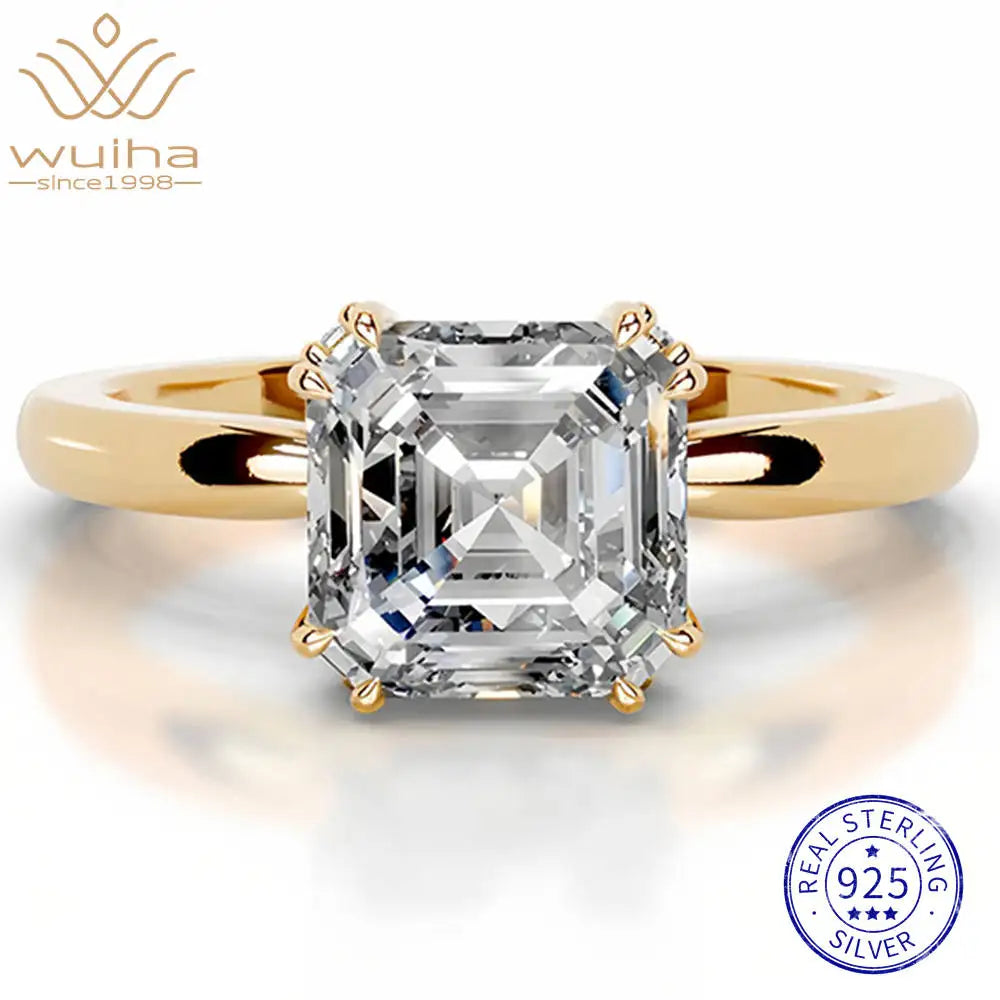 Bague Fiançailles Moissanîte 3CT Taille Asscher | Argent 925 Couleur D Certifiée GRA – CLEVI Paris