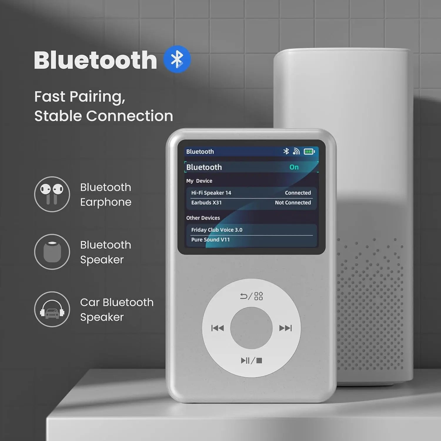 INNIOASIS Y1 Lecteur MP3 HiFi Bluetooth 64Go Sortie Balancée FM Radio – CLEVI Paris