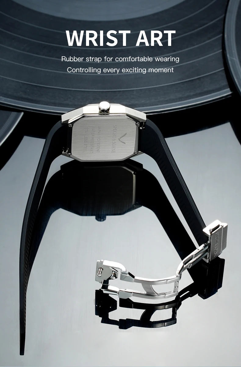 Specht & Söhne Montre Quartz Japonais Homme Octogone Saphir 3D Cadran Pyramides 36mm – CLEVI Paris