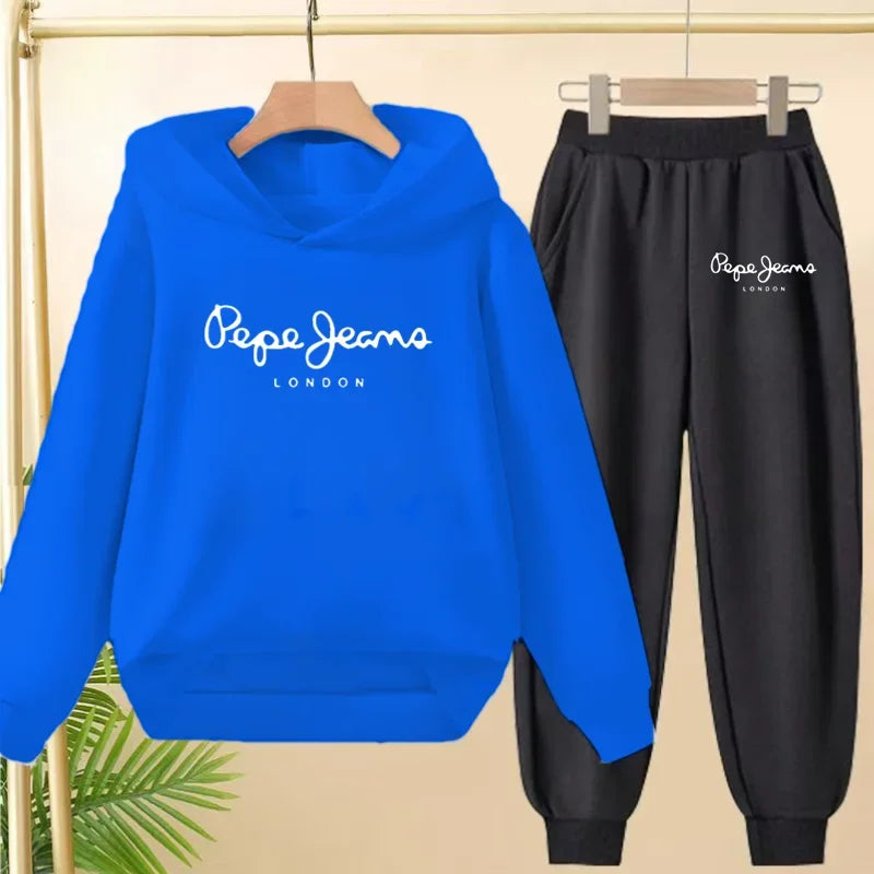 Ensemble Sweat à Capuche + Pantalon Enfant 3-13 Ans – Imprimé Lettres, Unisexe, Toutes Saisons – CLEVI Paris