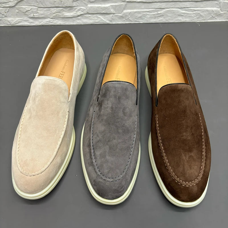 Mocassins Plats Homme Daim Vachette Slip-On Bout Rond Casual Printemps EU 38-44 – CLEVI Paris