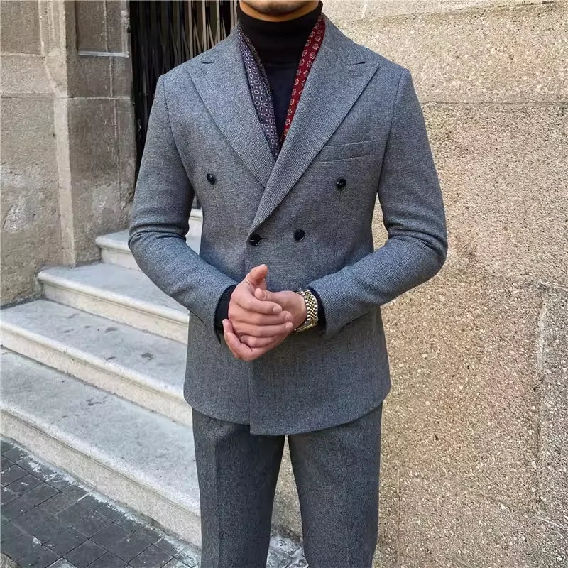 Costume homme 2 pièces en polyester et laine – CLEVI Paris