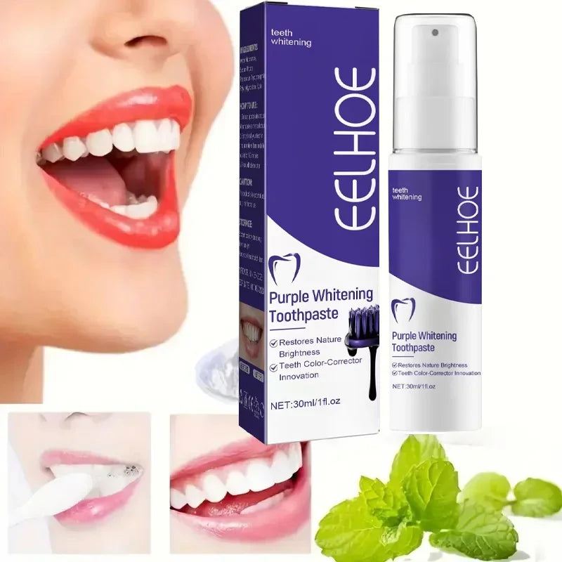 Dentifrice Violet Blanchissant Eelhoe | Correction Couleur, Nettoyage Profond & Haleine Fraîche | 30ml – CLEVI Paris
