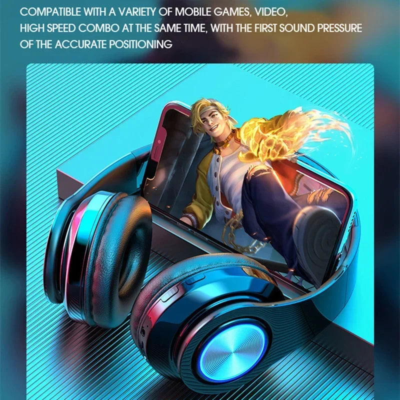 Casque Bluetooth Pliable Vghoqget – ANC, Micro, LED RGB, TF/FM, Filaire & Sans Fil, 8H