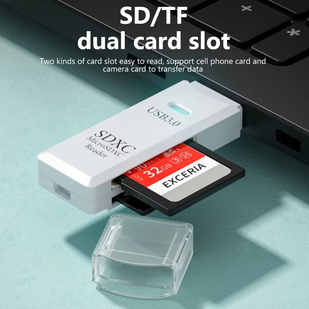 Lecteur de Cartes SD/TF USB Compact – USB 2.0 & 3.0, Plug & Play, PC & Laptop