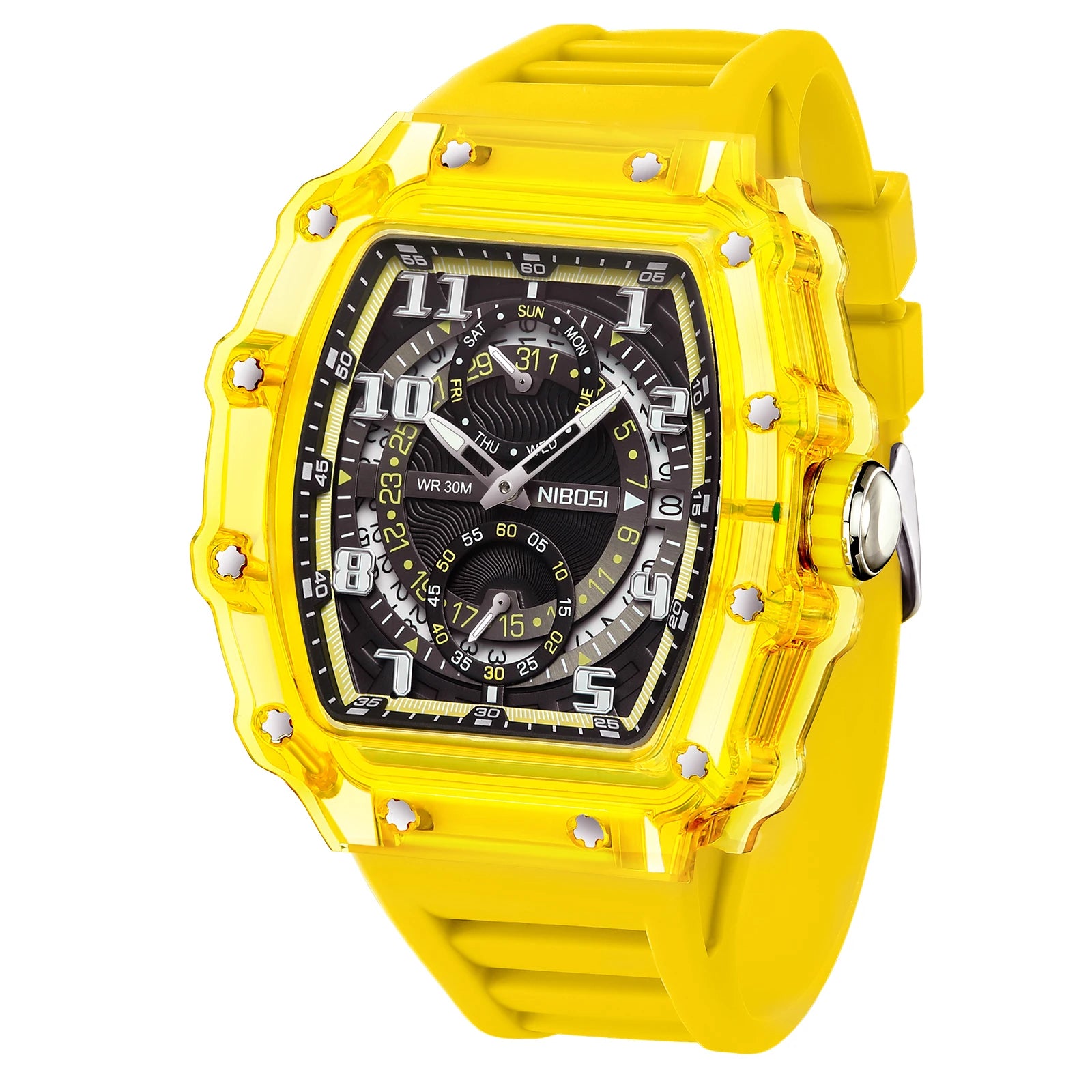 NIBOSI Montre Quartz Japonais Homme Squelette Sport Silicone Lumineux Anti-Magnétique – CLEVI Paris