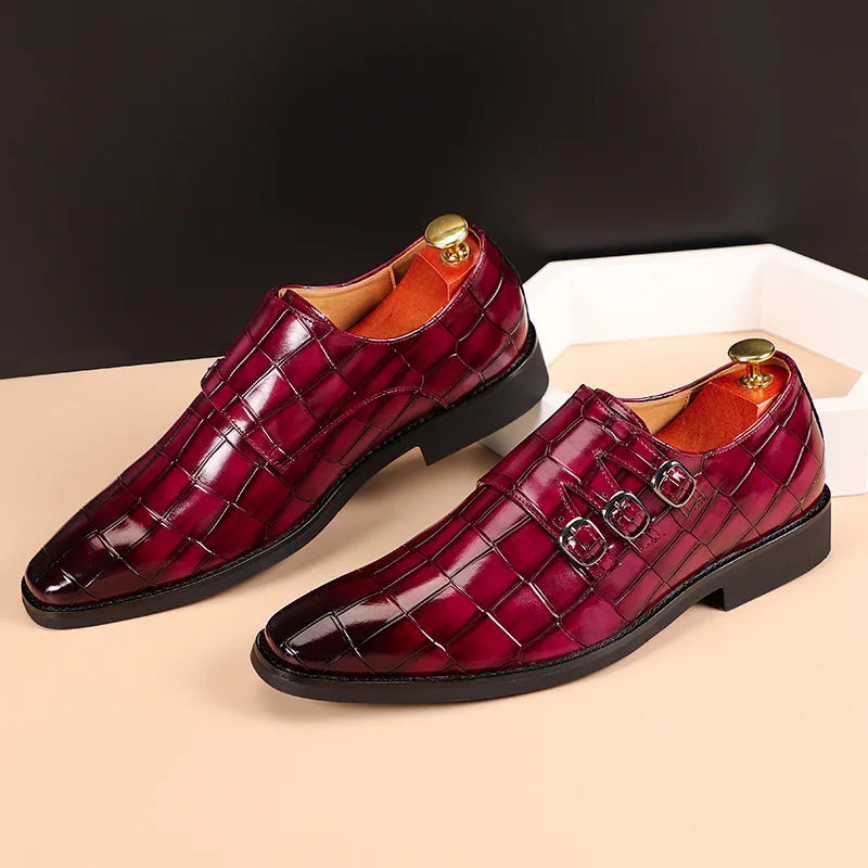Oxford Homme Cuir Bout Carré Boucle Bureau Mariage | 5 Coloris EU 38-48