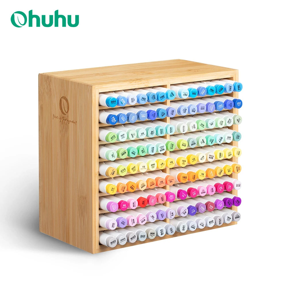 Ohuhu Organiseur Marqueurs Bambou – Standard 126 ou High-Rise 224 Marqueurs