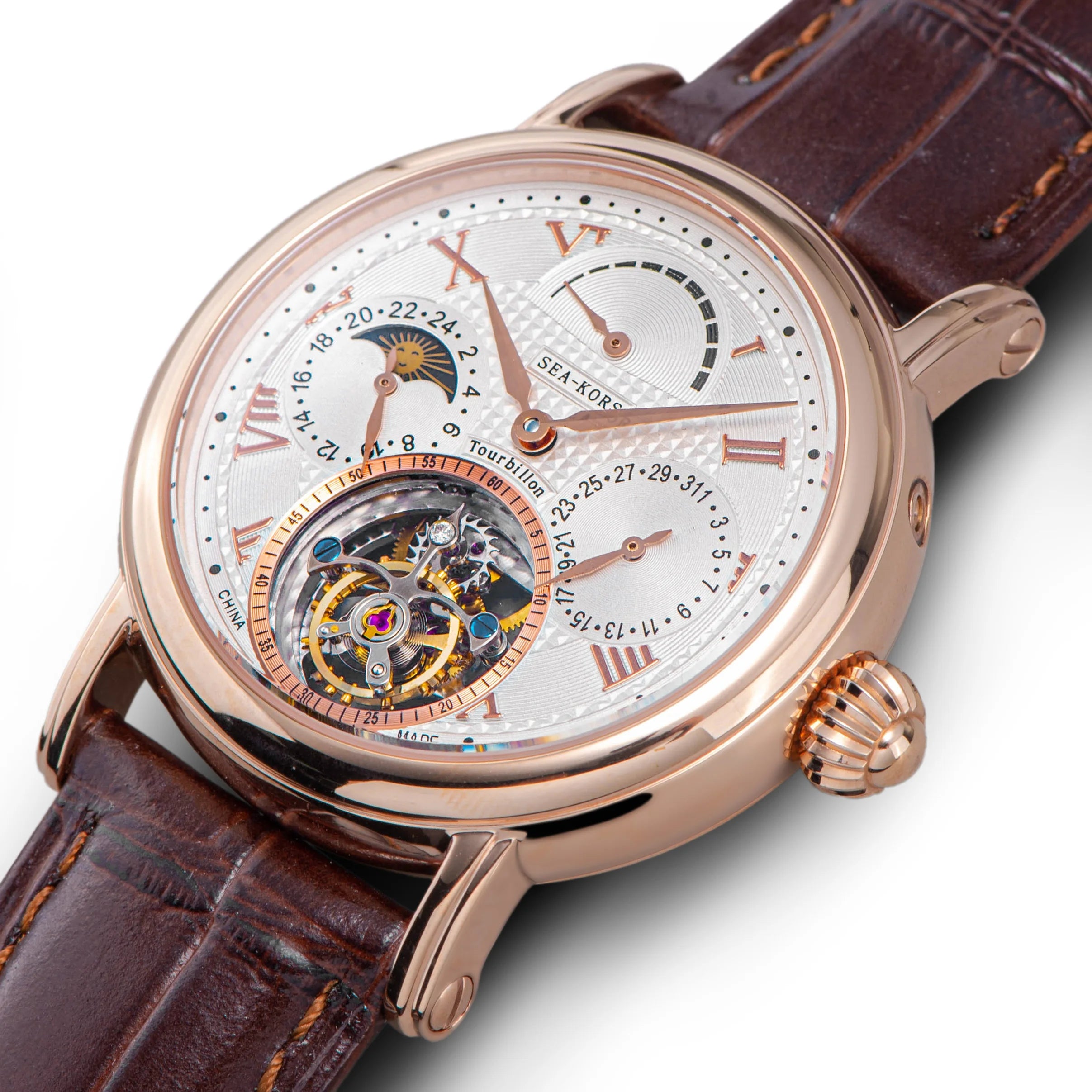 Montre Homme Tourbillon Phase de Lune Squelette Sugess Seakors ST8007 – CLEVI Paris