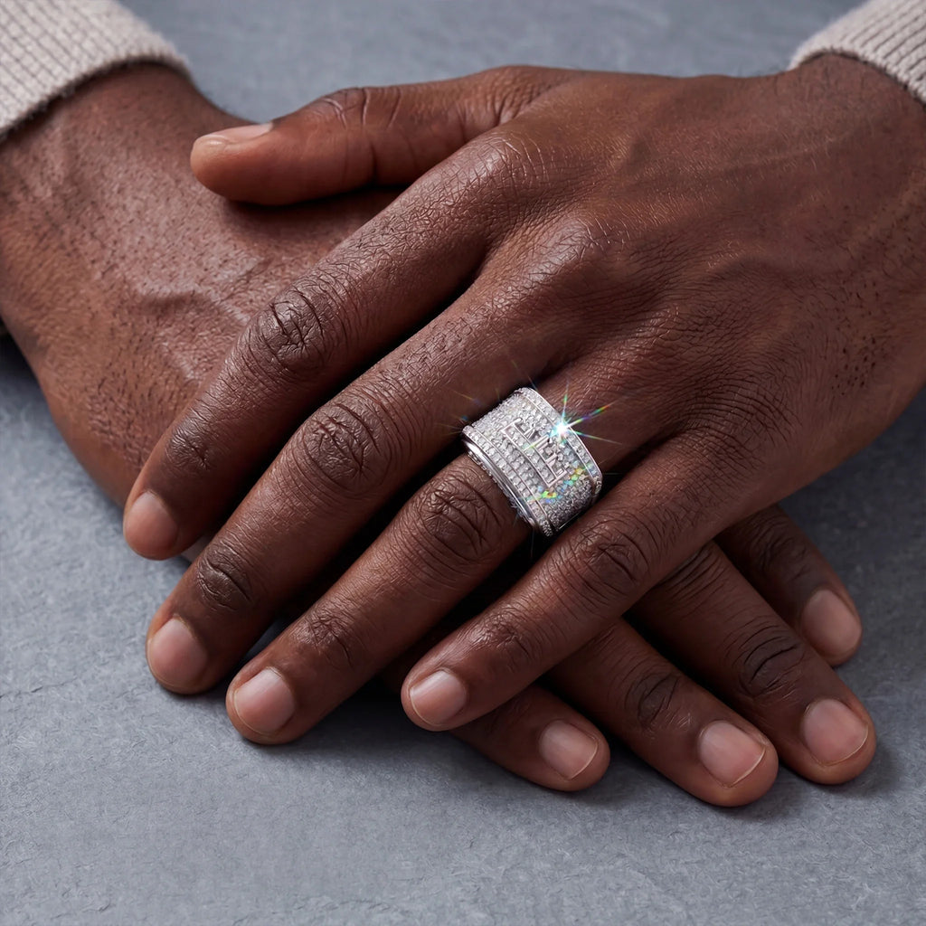 Bague Homme Moissanite Iced Out Hip Hop Halo – CLEVI Paris