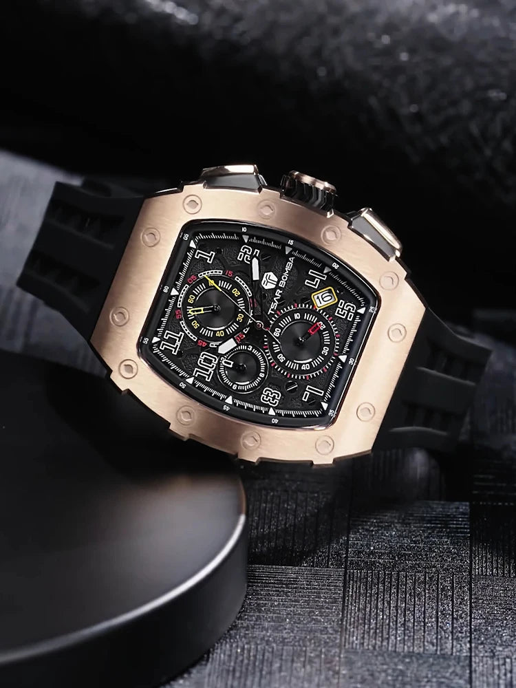 Montre Homme TSAR BOMBA TB-8204Q – Chronographe Quartz Japonais, Verre Saphir, Étanche 50M