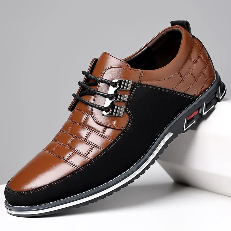 Sneakers Homme Casual Lacets – Cuir PU, Semelle Rehaussante, Grande Taille EU 38-50 – CLEVI Paris