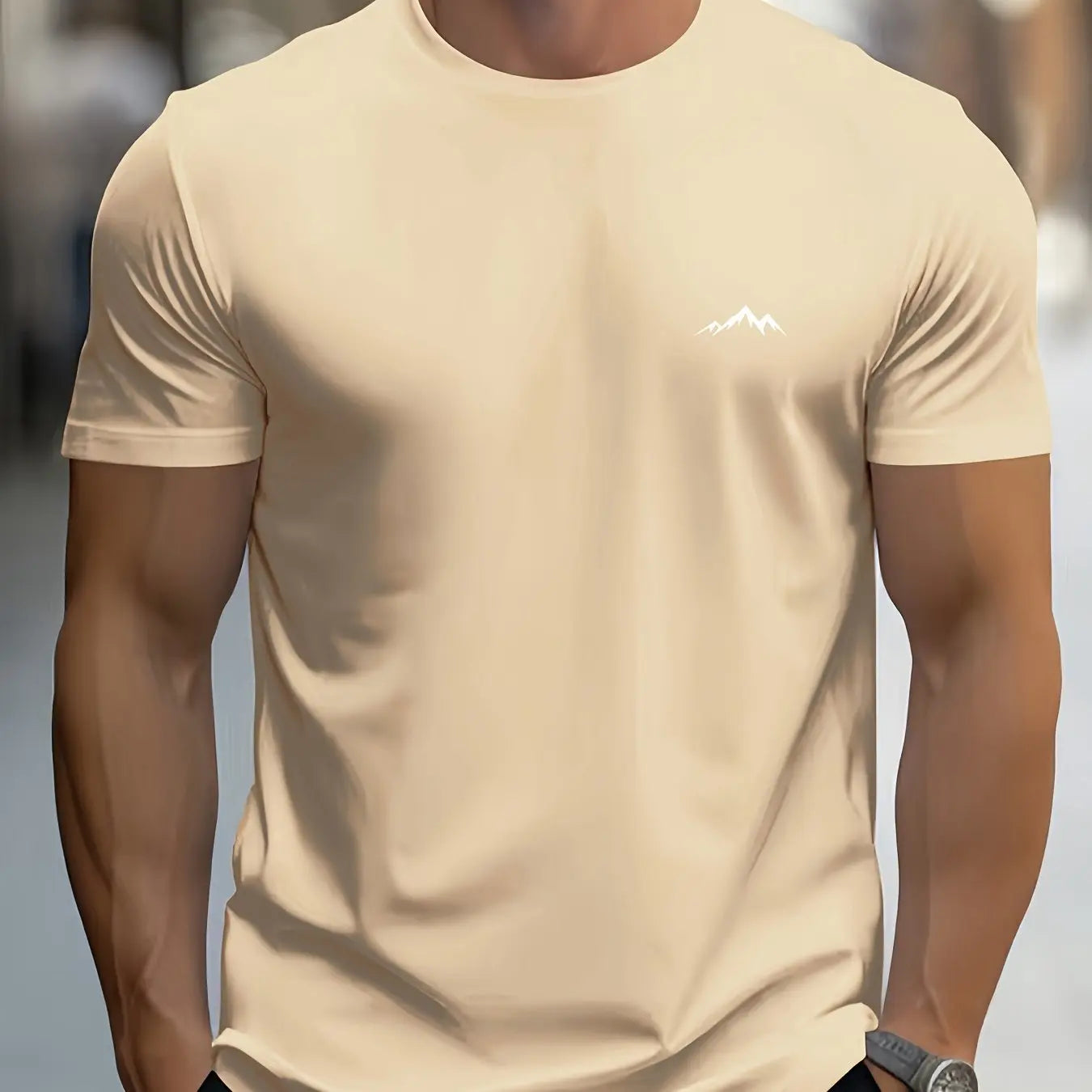 T-Shirt Homme 100% Coton Loose Col Rond Imprimé Montagne Casual Sport 4 Coloris – CLEVI Paris