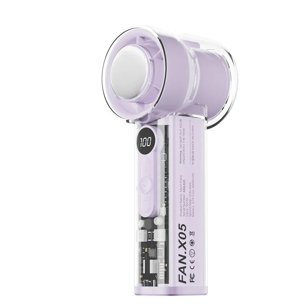 Ventilateur Portable Rechargeable 3000mAh – Refroidissement Semi-conducteur, 100 Vitesses, USB, Idéal Extérieur