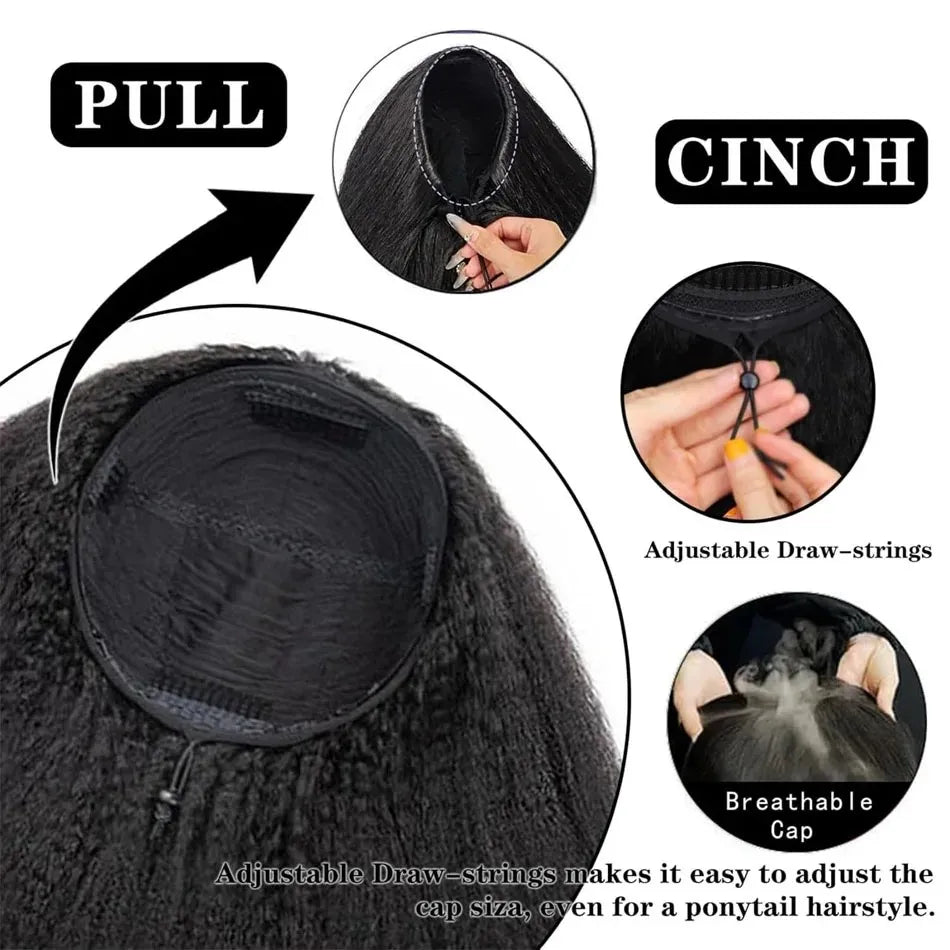 Half Wig Kinky Straight Cheveux Humains — CLEVI Paris